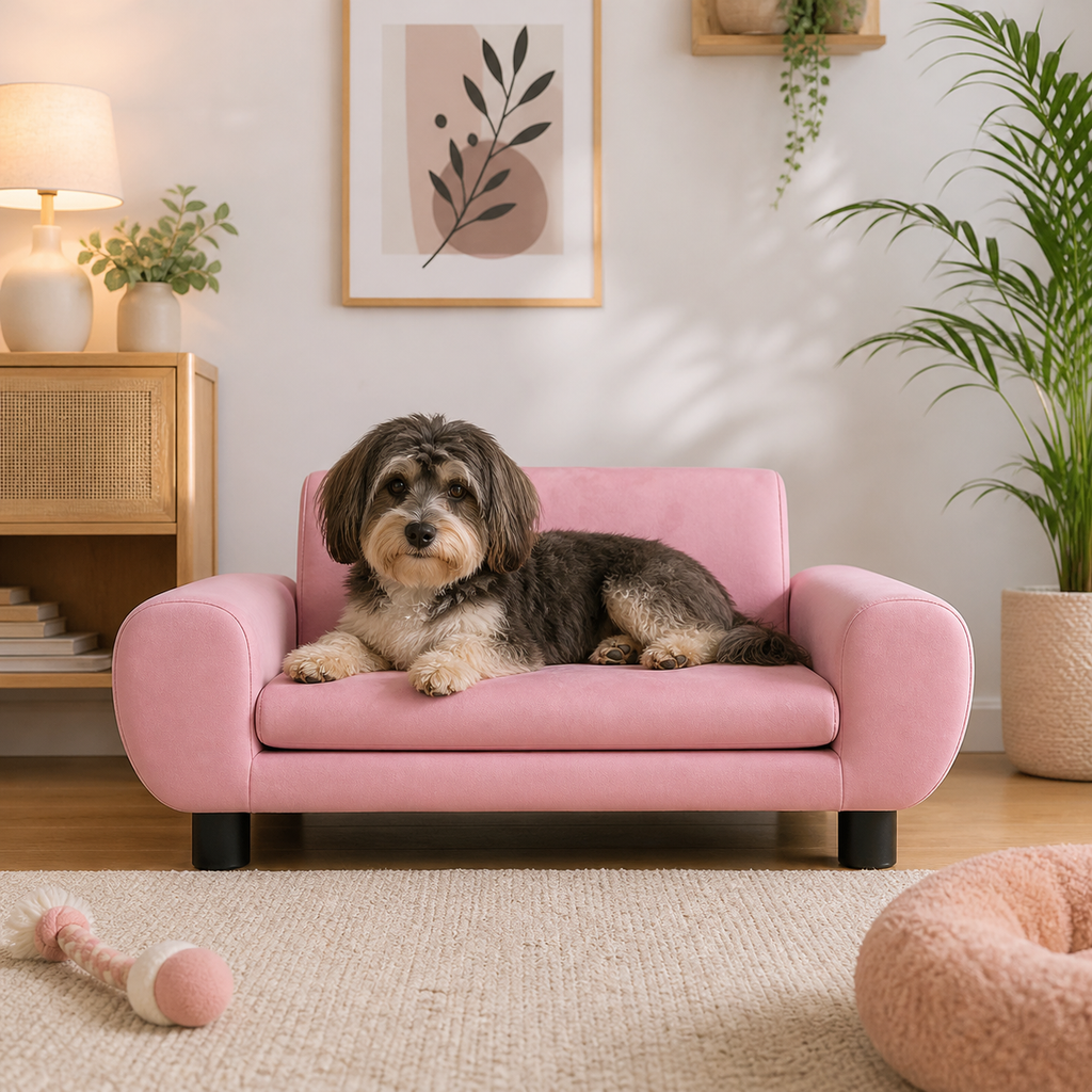 Canapé chien velours scandinave
