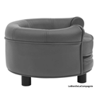 Canapé chien rond peluche similicuir